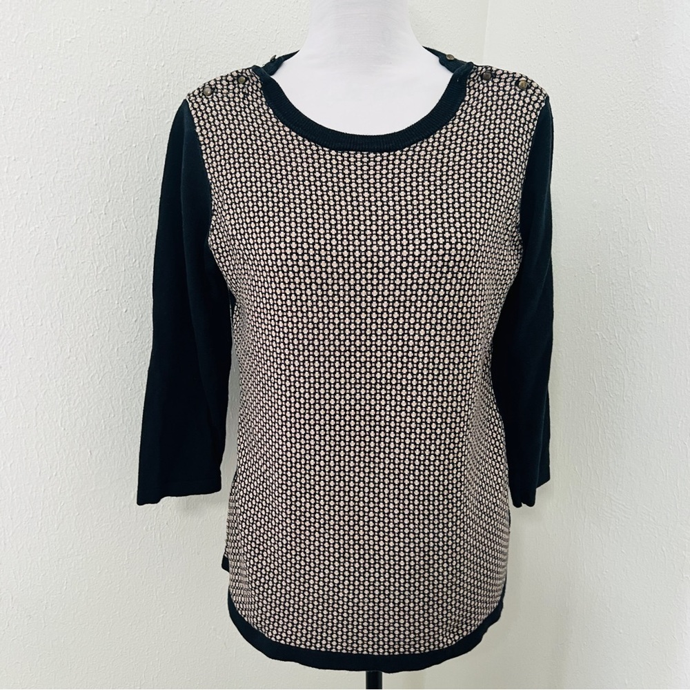 The Limited Women’s Large Black and Beige Quarter Sleeve Top Business Casual